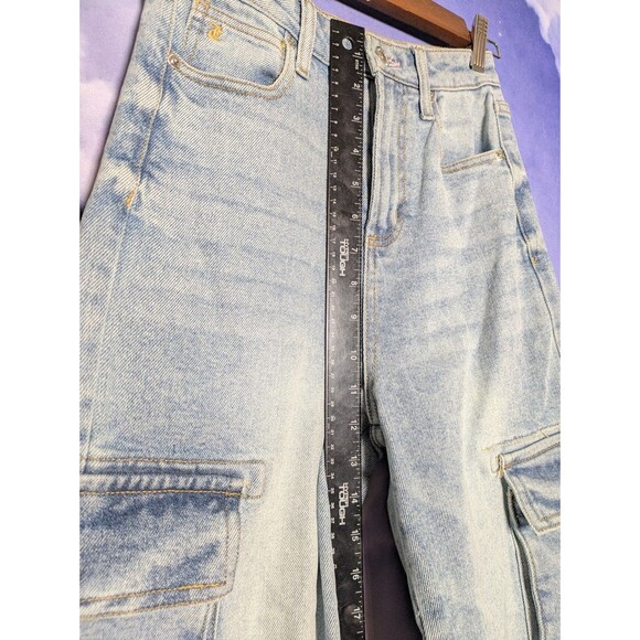 Juicy Couture Pink Logo Cargo Jeans Y2K Wide Leg Raw Hem Size 0/24 Lunita - Picture 5 of 10